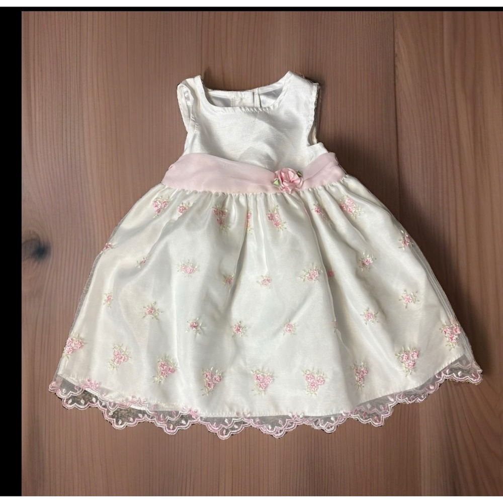 Brooke Lindsay Girls 3T Dress Floral Wedding Party Formal Sleeveless 2-layer